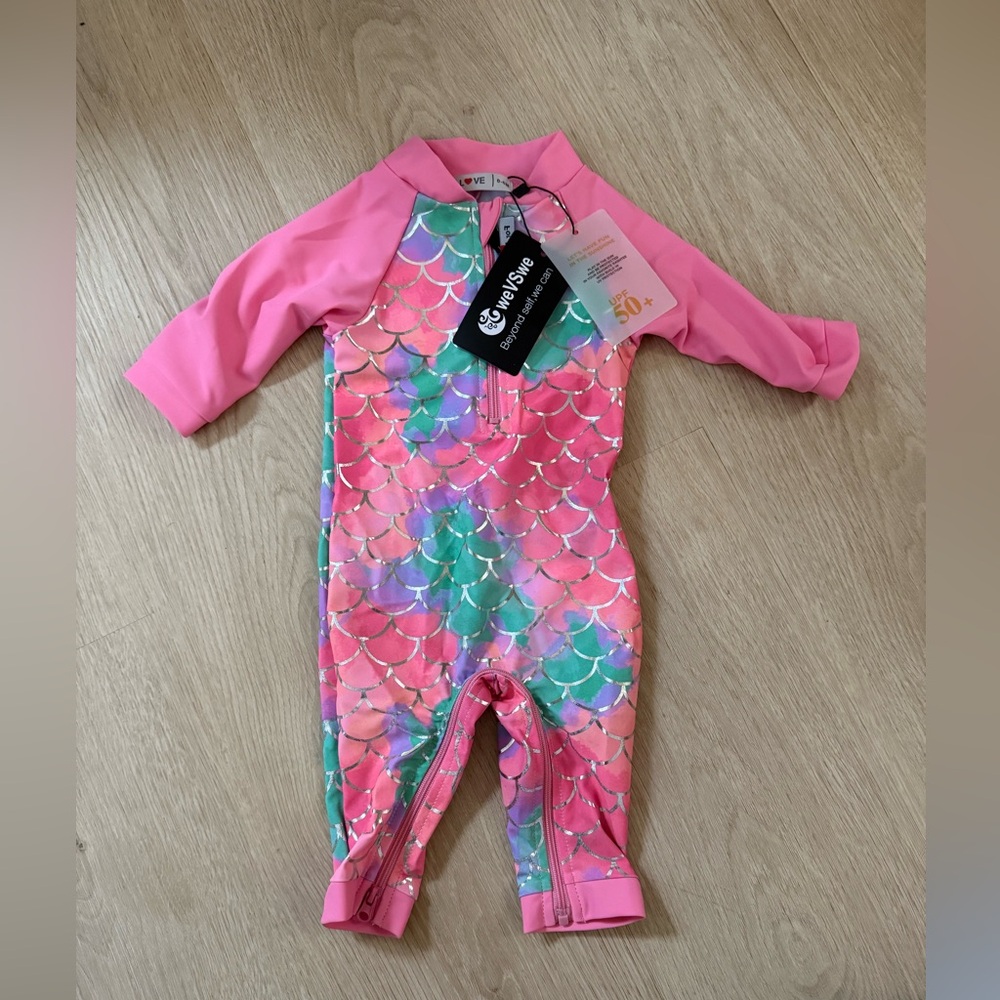 WeVSWe Pink and Multicolor Baby Swimsuit